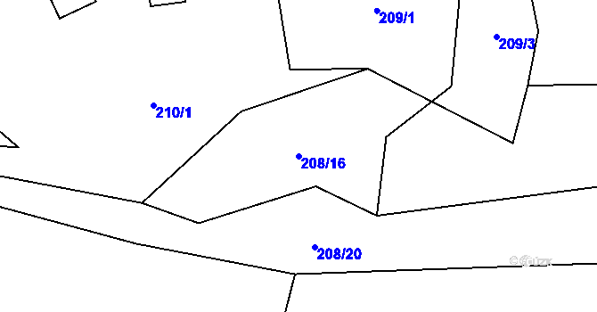 Parcela st. 208/16 v KÚ Solanec pod Soláněm, Katastrální mapa