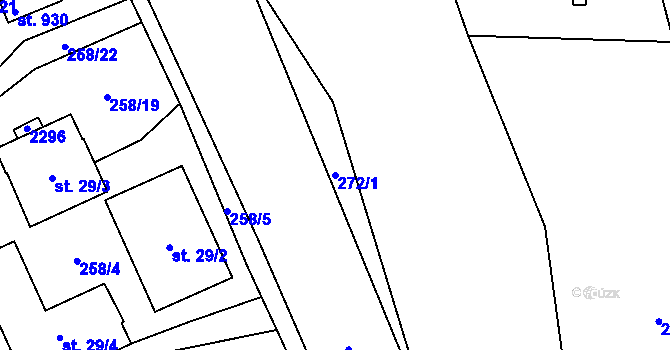 Parcela st. 272/1 v KÚ Solanec pod Soláněm, Katastrální mapa