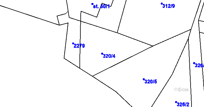 Parcela st. 320/4 v KÚ Solanec pod Soláněm, Katastrální mapa