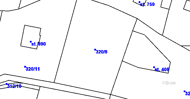Parcela st. 320/9 v KÚ Solanec pod Soláněm, Katastrální mapa