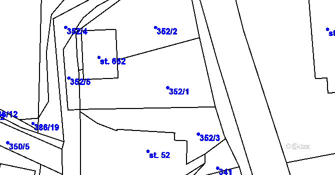 Parcela st. 352/1 v KÚ Solanec pod Soláněm, Katastrální mapa