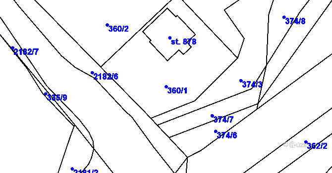 Parcela st. 360/1 v KÚ Solanec pod Soláněm, Katastrální mapa