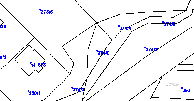 Parcela st. 374/8 v KÚ Solanec pod Soláněm, Katastrální mapa