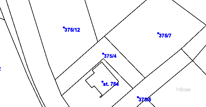 Parcela st. 375/4 v KÚ Solanec pod Soláněm, Katastrální mapa