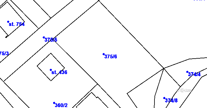 Parcela st. 375/6 v KÚ Solanec pod Soláněm, Katastrální mapa