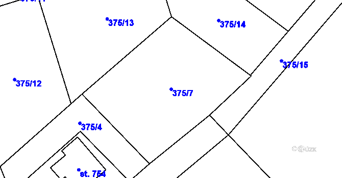 Parcela st. 375/7 v KÚ Solanec pod Soláněm, Katastrální mapa