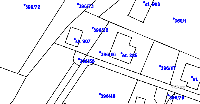 Parcela st. 396/16 v KÚ Solanec pod Soláněm, Katastrální mapa