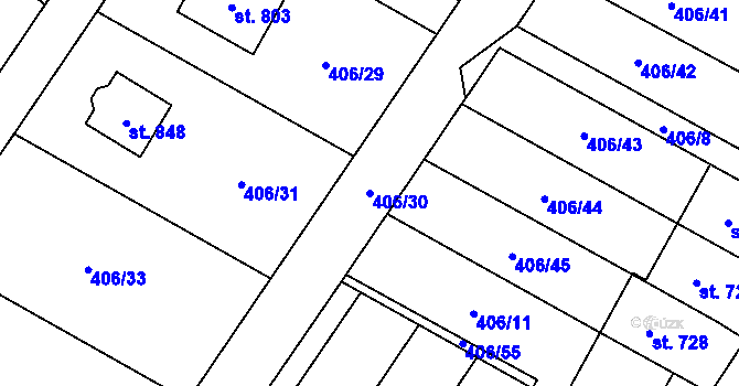 Parcela st. 406/30 v KÚ Solanec pod Soláněm, Katastrální mapa