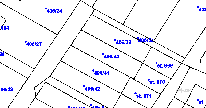 Parcela st. 406/40 v KÚ Solanec pod Soláněm, Katastrální mapa