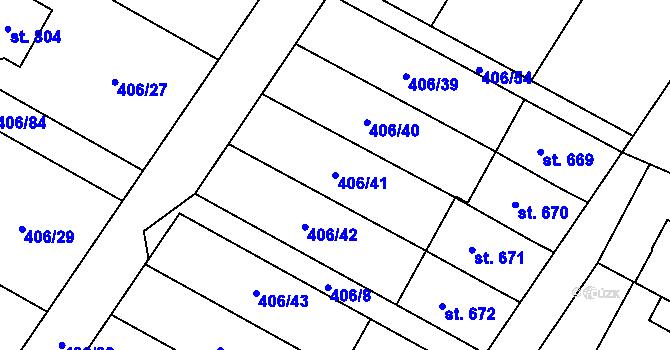 Parcela st. 406/41 v KÚ Solanec pod Soláněm, Katastrální mapa