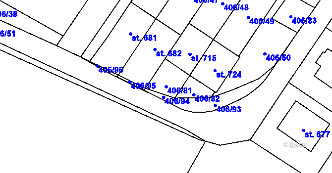 Parcela st. 406/81 v KÚ Solanec pod Soláněm, Katastrální mapa