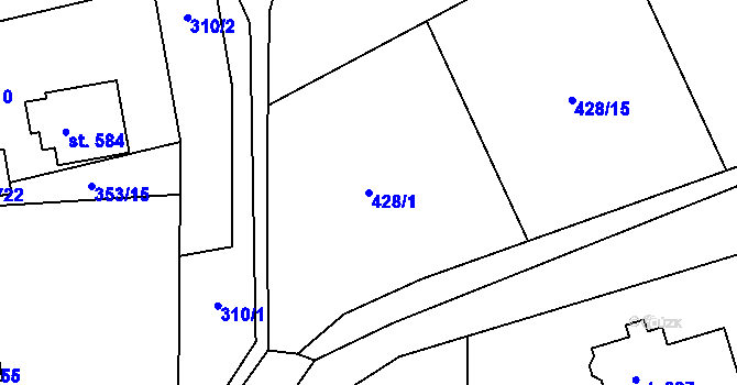 Parcela st. 428/1 v KÚ Solanec pod Soláněm, Katastrální mapa