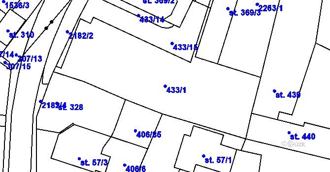 Parcela st. 433/1 v KÚ Solanec pod Soláněm, Katastrální mapa