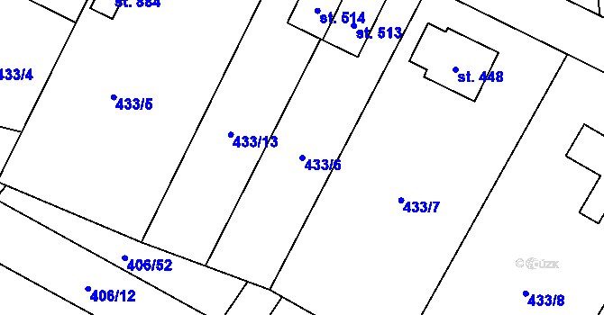 Parcela st. 433/6 v KÚ Solanec pod Soláněm, Katastrální mapa