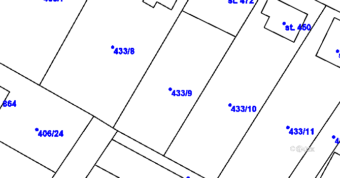 Parcela st. 433/9 v KÚ Solanec pod Soláněm, Katastrální mapa