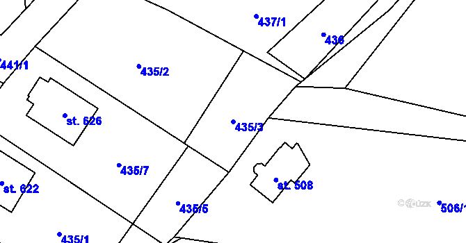 Parcela st. 435/3 v KÚ Solanec pod Soláněm, Katastrální mapa