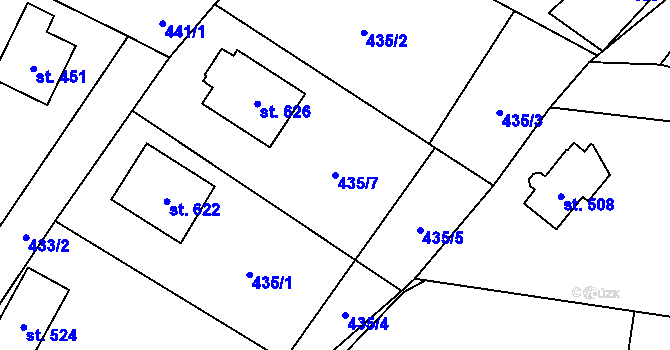 Parcela st. 435/7 v KÚ Solanec pod Soláněm, Katastrální mapa