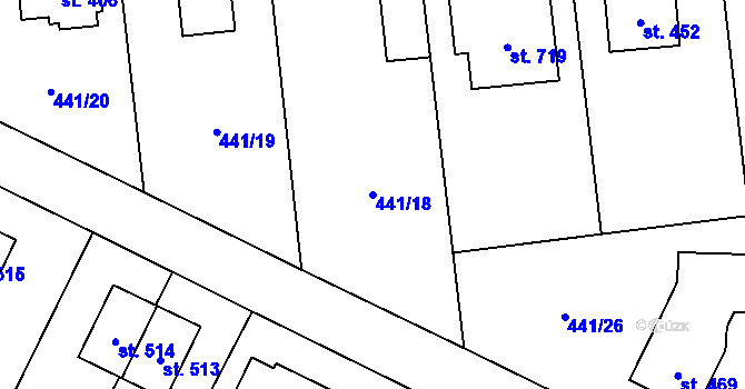 Parcela st. 441/18 v KÚ Solanec pod Soláněm, Katastrální mapa