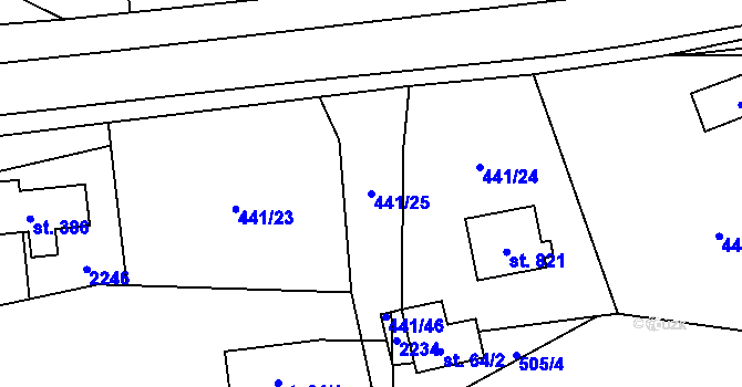 Parcela st. 441/25 v KÚ Solanec pod Soláněm, Katastrální mapa