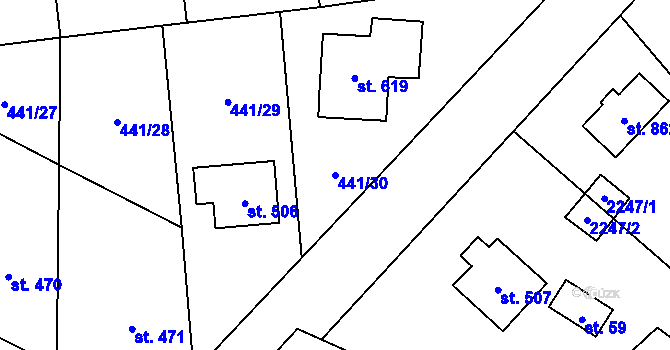 Parcela st. 441/30 v KÚ Solanec pod Soláněm, Katastrální mapa