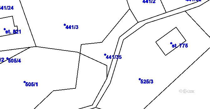 Parcela st. 441/35 v KÚ Solanec pod Soláněm, Katastrální mapa