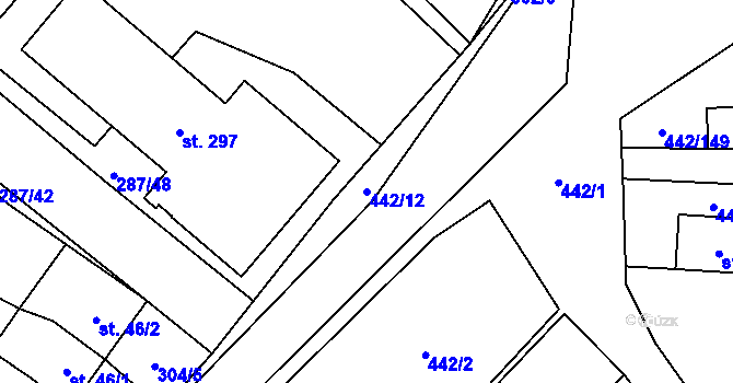 Parcela st. 442/12 v KÚ Solanec pod Soláněm, Katastrální mapa