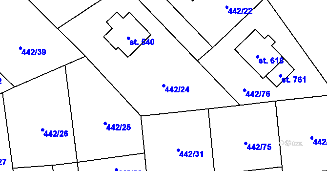 Parcela st. 442/24 v KÚ Solanec pod Soláněm, Katastrální mapa
