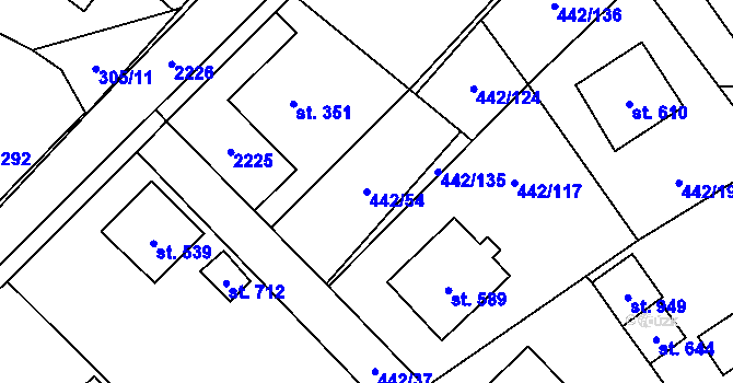 Parcela st. 442/54 v KÚ Solanec pod Soláněm, Katastrální mapa