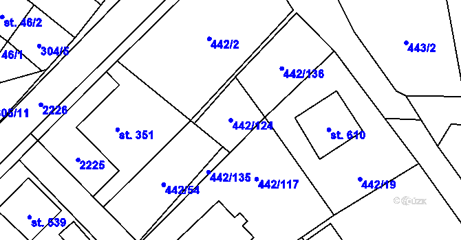 Parcela st. 442/124 v KÚ Solanec pod Soláněm, Katastrální mapa