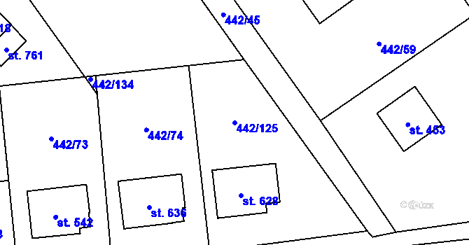 Parcela st. 442/125 v KÚ Solanec pod Soláněm, Katastrální mapa