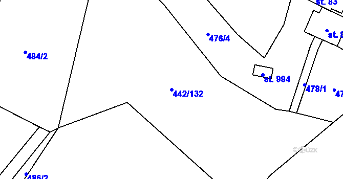 Parcela st. 442/132 v KÚ Solanec pod Soláněm, Katastrální mapa