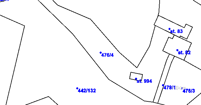 Parcela st. 476/4 v KÚ Solanec pod Soláněm, Katastrální mapa