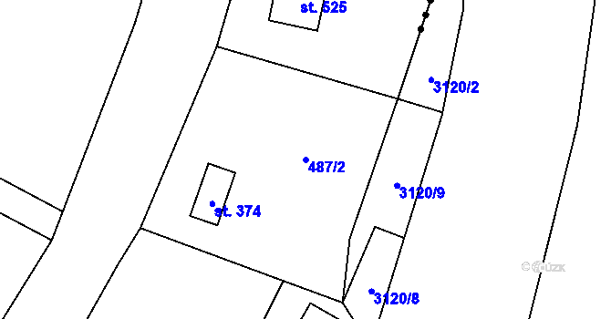 Parcela st. 487/2 v KÚ Solanec pod Soláněm, Katastrální mapa