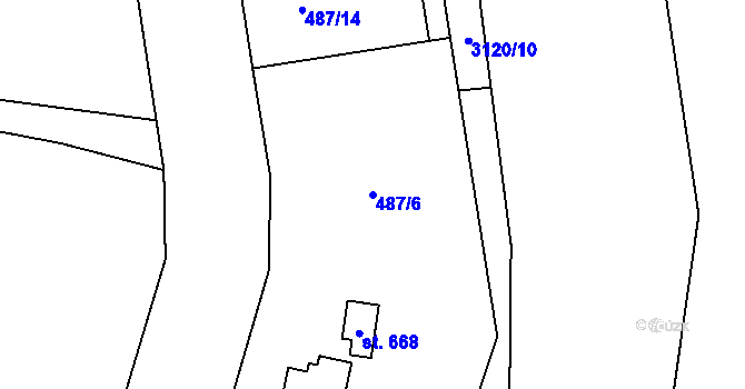 Parcela st. 487/6 v KÚ Solanec pod Soláněm, Katastrální mapa