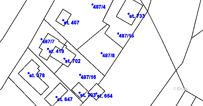 Parcela st. 487/8 v KÚ Solanec pod Soláněm, Katastrální mapa
