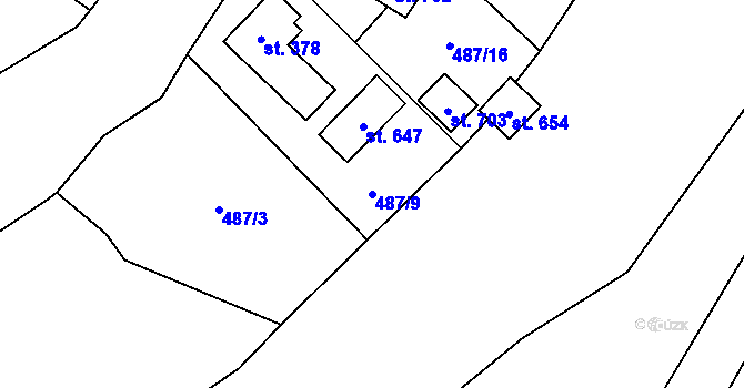 Parcela st. 487/9 v KÚ Solanec pod Soláněm, Katastrální mapa