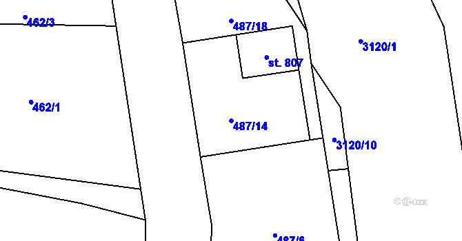 Parcela st. 487/14 v KÚ Solanec pod Soláněm, Katastrální mapa