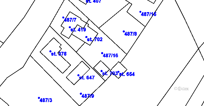 Parcela st. 487/16 v KÚ Solanec pod Soláněm, Katastrální mapa
