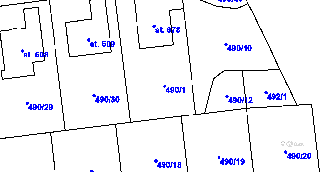 Parcela st. 490/1 v KÚ Solanec pod Soláněm, Katastrální mapa