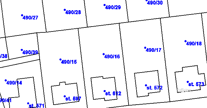 Parcela st. 490/16 v KÚ Solanec pod Soláněm, Katastrální mapa