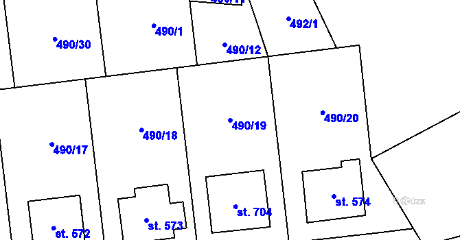 Parcela st. 490/19 v KÚ Solanec pod Soláněm, Katastrální mapa