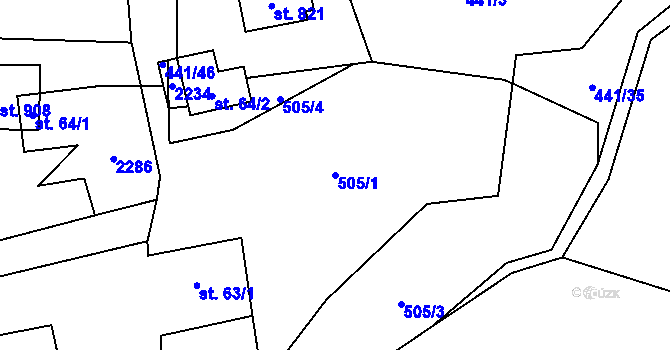 Parcela st. 505/1 v KÚ Solanec pod Soláněm, Katastrální mapa