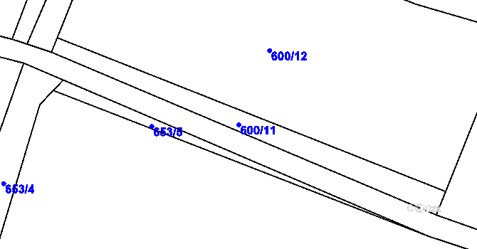 Parcela st. 600/11 v KÚ Solanec pod Soláněm, Katastrální mapa