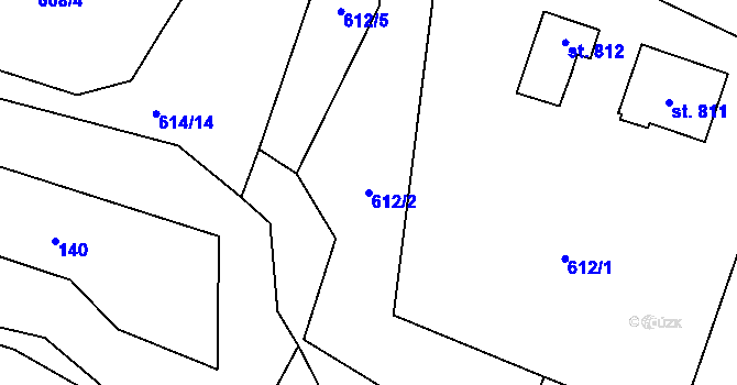 Parcela st. 612/2 v KÚ Solanec pod Soláněm, Katastrální mapa