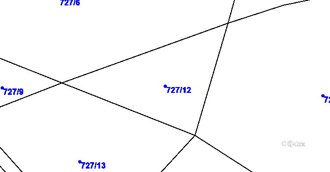 Parcela st. 727/12 v KÚ Solanec pod Soláněm, Katastrální mapa