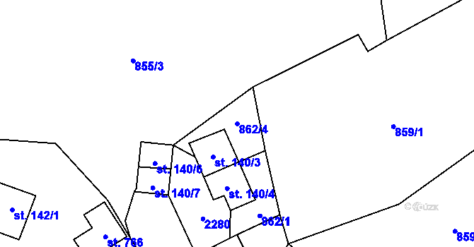 Parcela st. 862/4 v KÚ Solanec pod Soláněm, Katastrální mapa