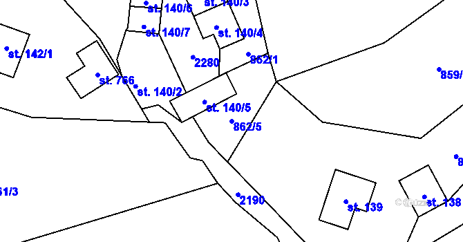 Parcela st. 862/5 v KÚ Solanec pod Soláněm, Katastrální mapa