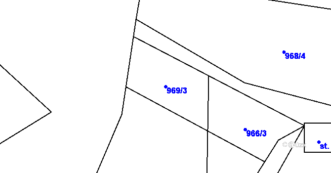 Parcela st. 969/3 v KÚ Solanec pod Soláněm, Katastrální mapa