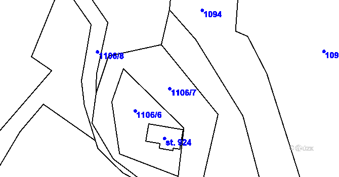 Parcela st. 1106/7 v KÚ Solanec pod Soláněm, Katastrální mapa