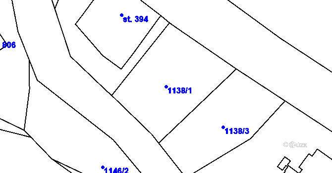 Parcela st. 1138/1 v KÚ Solanec pod Soláněm, Katastrální mapa